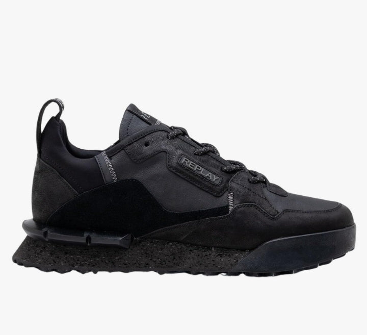 REPLAY FIELD SNEAKER IN PELLE E SUEDE NERA