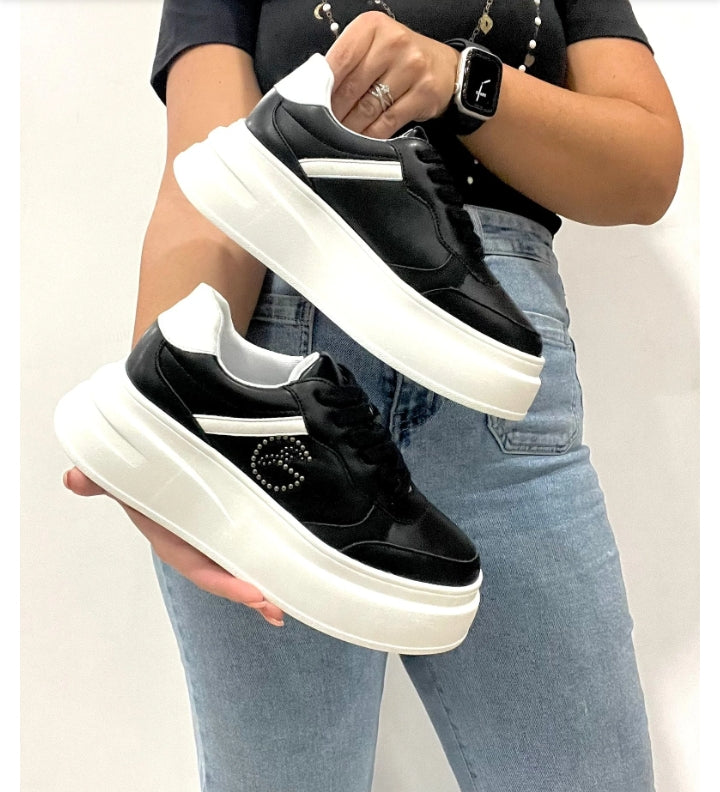 SNEAKERS PLATFORM NERO GATTINONI ROMA