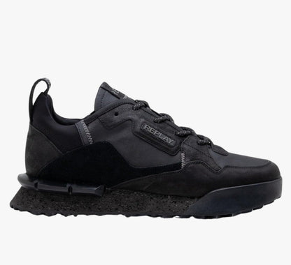 REPLAY FIELD SNEAKER IN PELLE  E SUEDE NERA