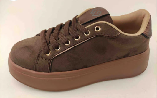 SNEAKER GOLD&GOLD IN CAMOSCIO MARRONE