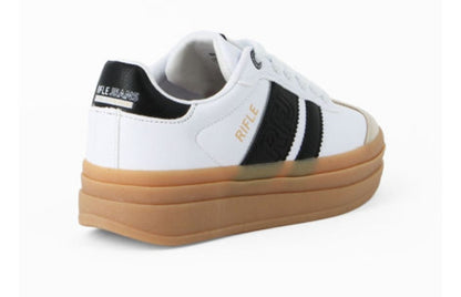 Sneakers Rifle Donna Bianche con Suola Platform e Dettagli Neri