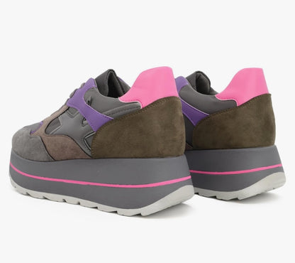QUEEN HELENA Sneakers Platform nel colore Grigio e Viola