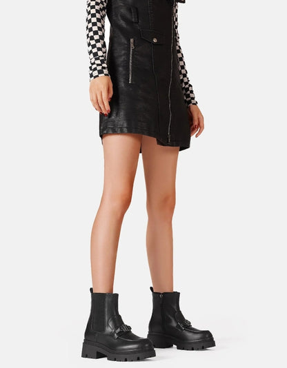 anfibio donna Queen Helena nero con suola chunky e dettaglio fibbia frontale.