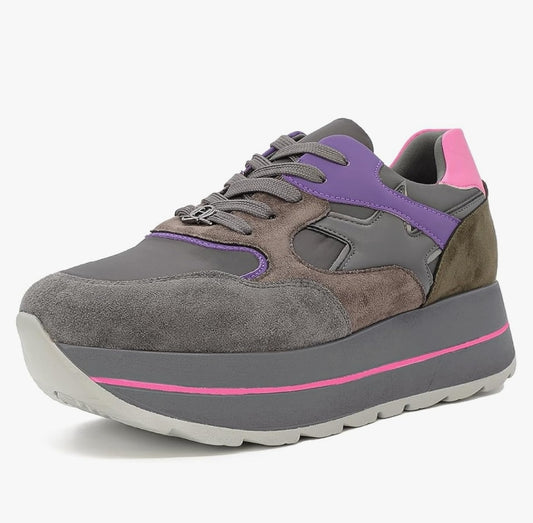 QUEEN HELENA Sneakers Platform nel colore Grigio e Viola