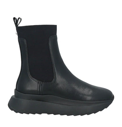 stivaletto chelsea Apepazza in pelle nera con suola platform