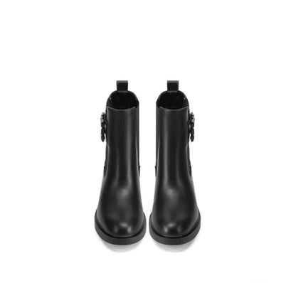 stivaletto donna con tacco Queen Helena in ecopelle nera.