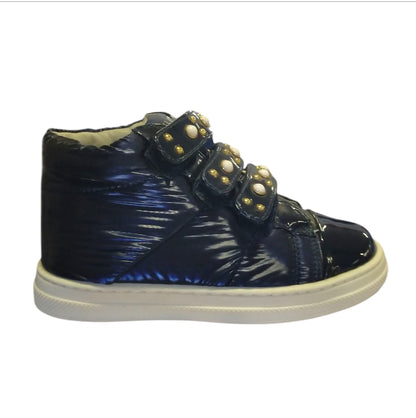 sneaker Liu Jo Alicia in vernice blu scuro con borchie e chiusure a strappo