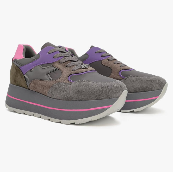 QUEEN HELENA Sneakers Platform nel colore Grigio e Viola