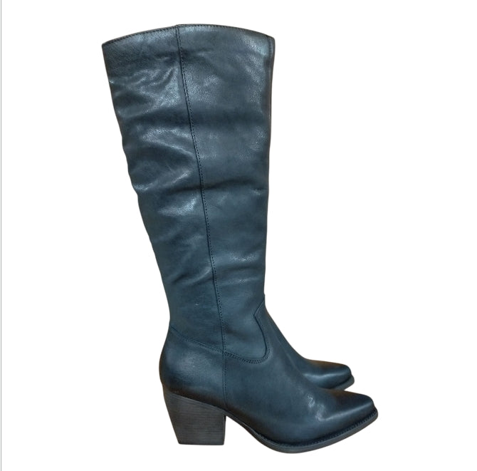 stivale al ginocchio in pelle nera camperos