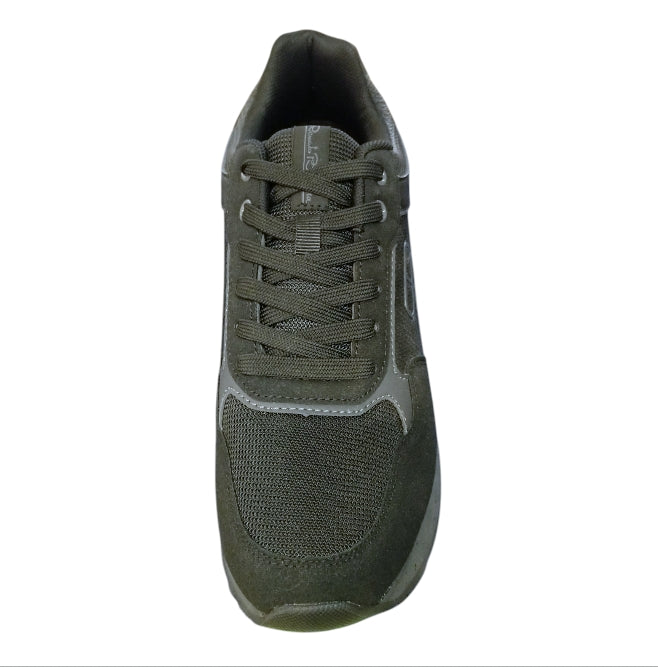 scarpa bassada uomo renato balestra in tessuto tecnico e pelle sintetica nera con logo laterale.