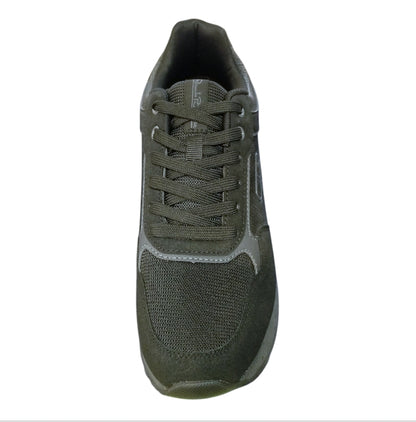 scarpa bassada uomo renato balestra in tessuto tecnico e pelle sintetica nera con logo laterale.