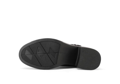 stivaletto donna con tacco Queen Helena in ecopelle nera.