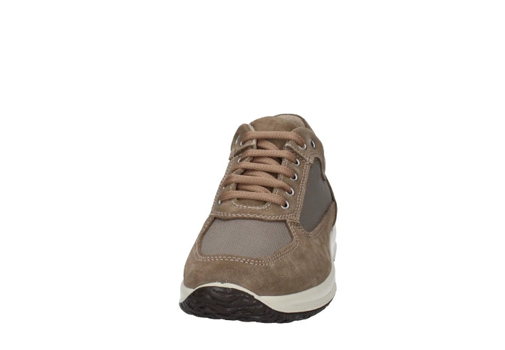 sneaker da uomo Imac in pelle scamosciata e tessuto color olive/beige