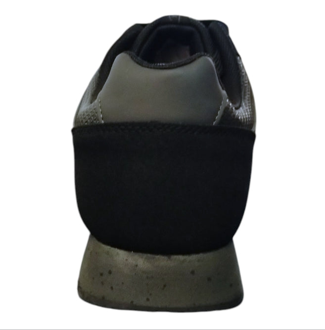 scarpa bassada uomo renato balestra in tessuto tecnico e pelle sintetica nera con logo laterale.