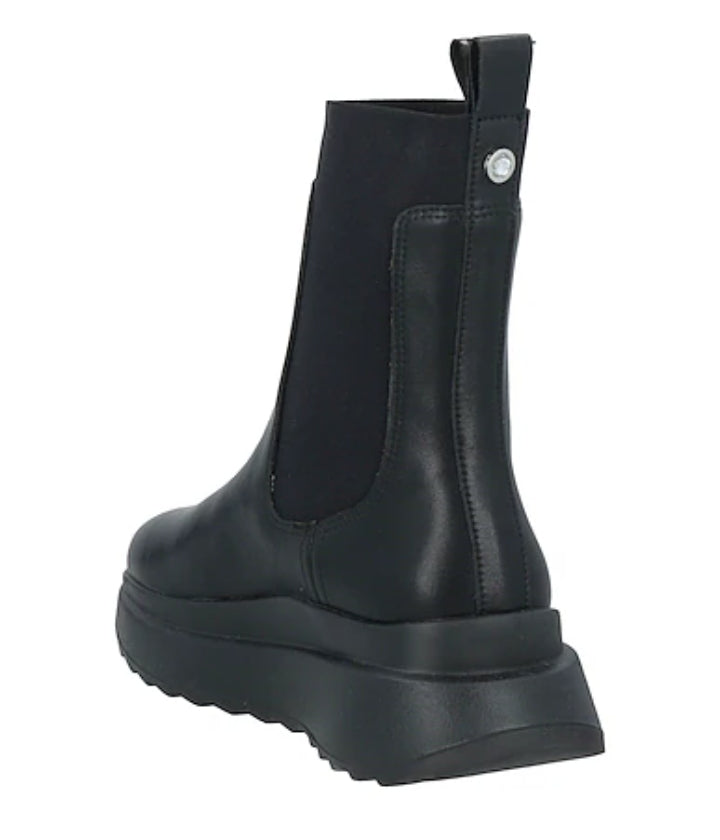 stivaletto chelsea Apepazza in pelle nera con suola platform