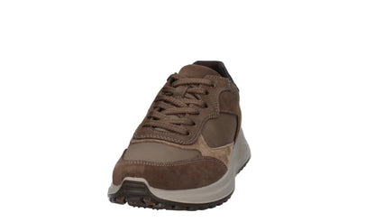 sneaker da uomo Imac casual sportiva in pelle e tessuto marrone e beige