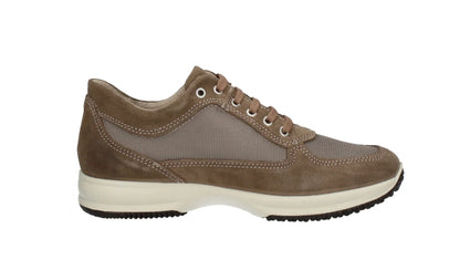 sneaker da uomo Imac in pelle scamosciata e tessuto color olive/beige