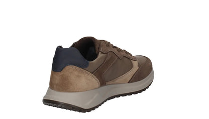 sneaker da uomo Imac casual sportiva in pelle e tessuto marrone e beige