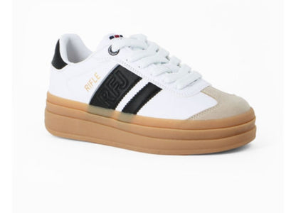 Sneakers Rifle Donna Bianche con Suola Platform e Dettagli Neri