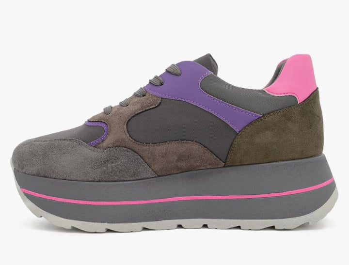 QUEEN HELENA Sneakers Platform nel colore Grigio e Viola