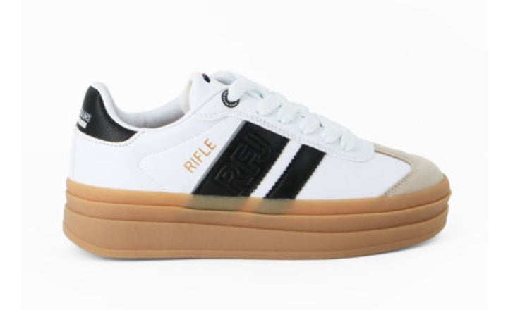 Sneakers Rifle Donna Bianche con Suola Platform e Dettagli Neri