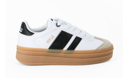 Sneakers Rifle Donna Bianche con Suola Platform e Dettagli Neri