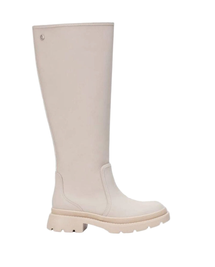 stivali alti XTY da donna  color crema con suola carrarmato.